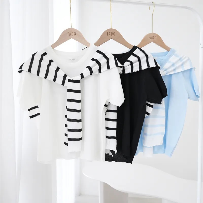 法朵Fado shop｜ 熱銷款 拼接披肩+針織衫 (兩件套) 011B016