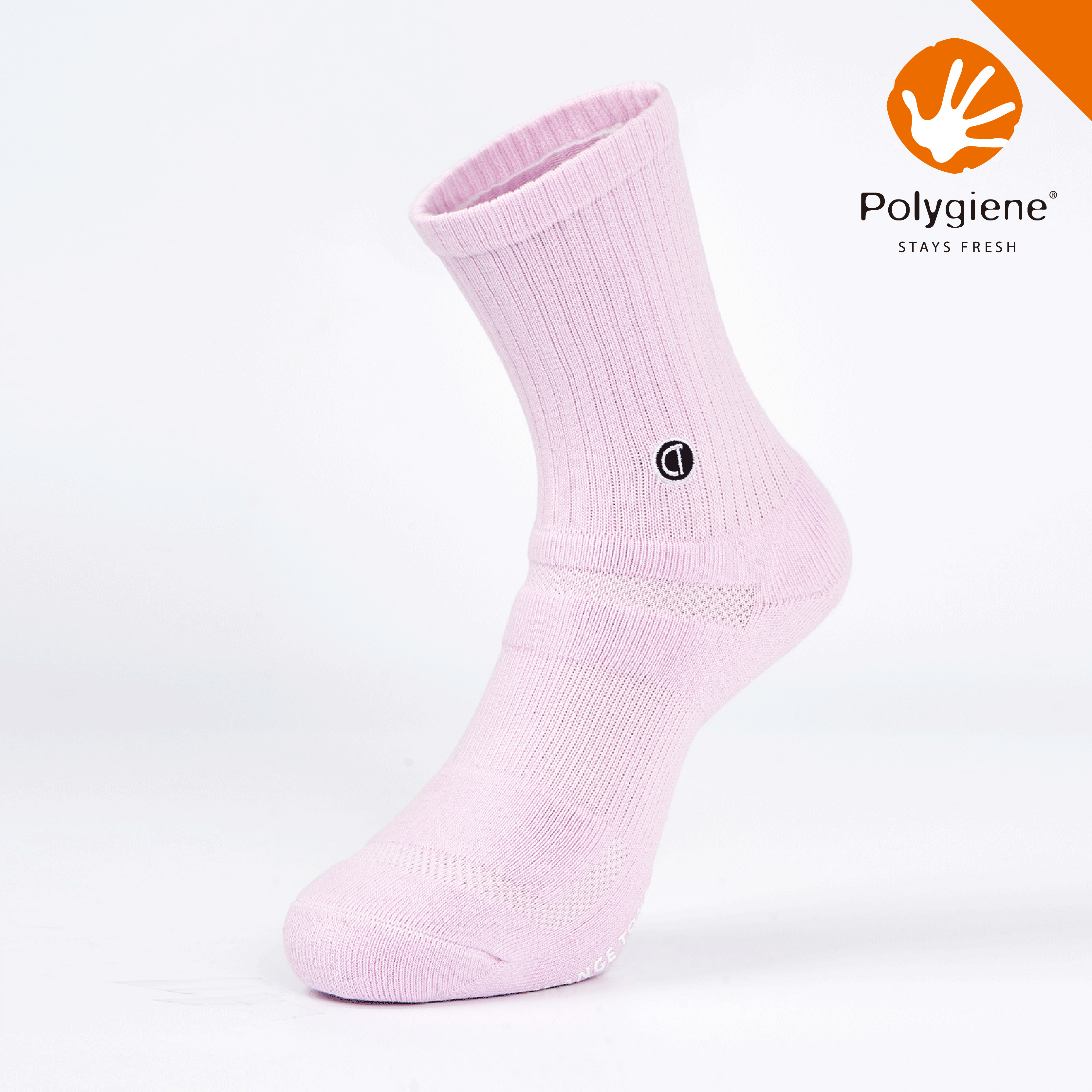 LOGO刺繡運動中筒襪〈淺紫〉