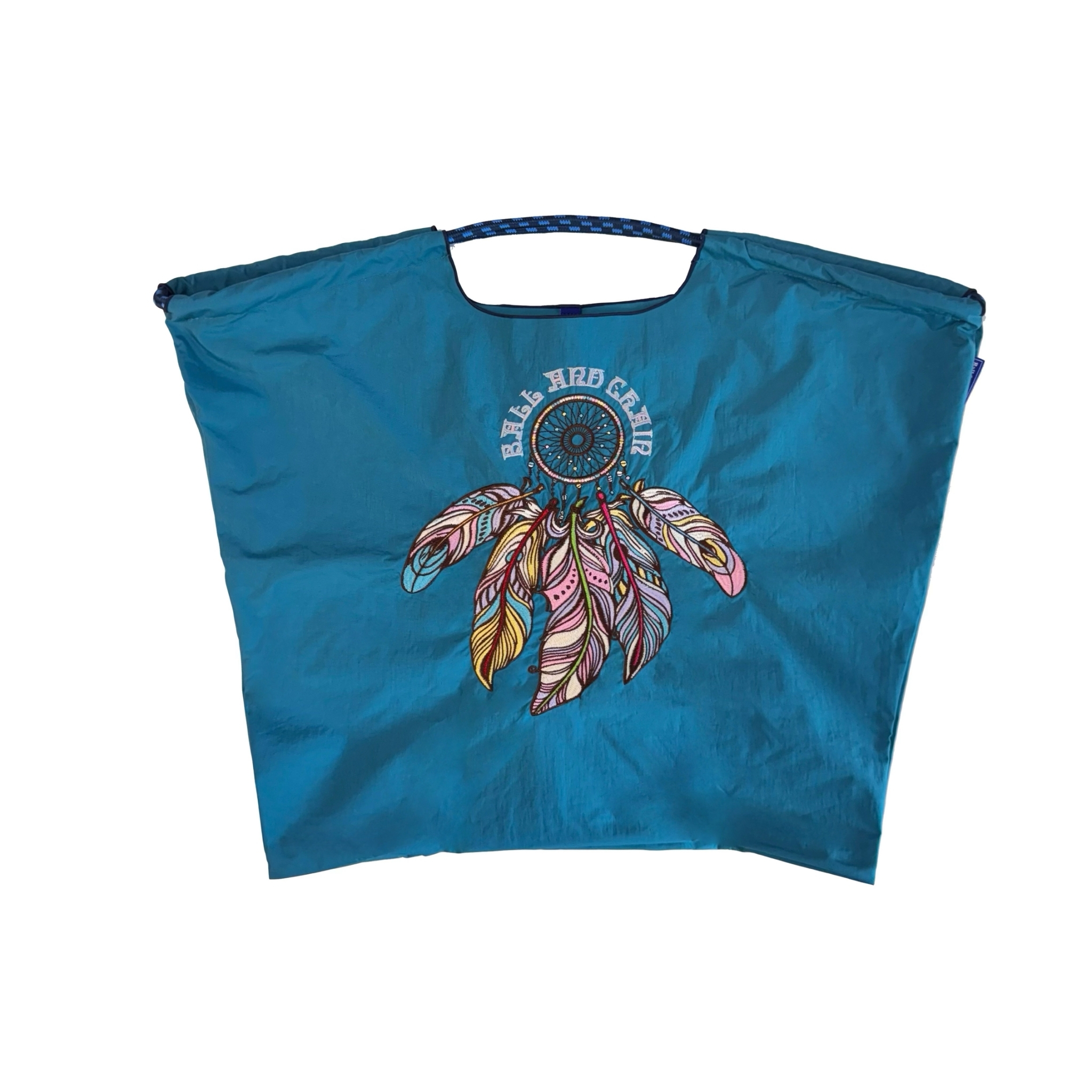 Ball＆Chain 刺繡環保購物袋 L號 - 藍 (30112788)