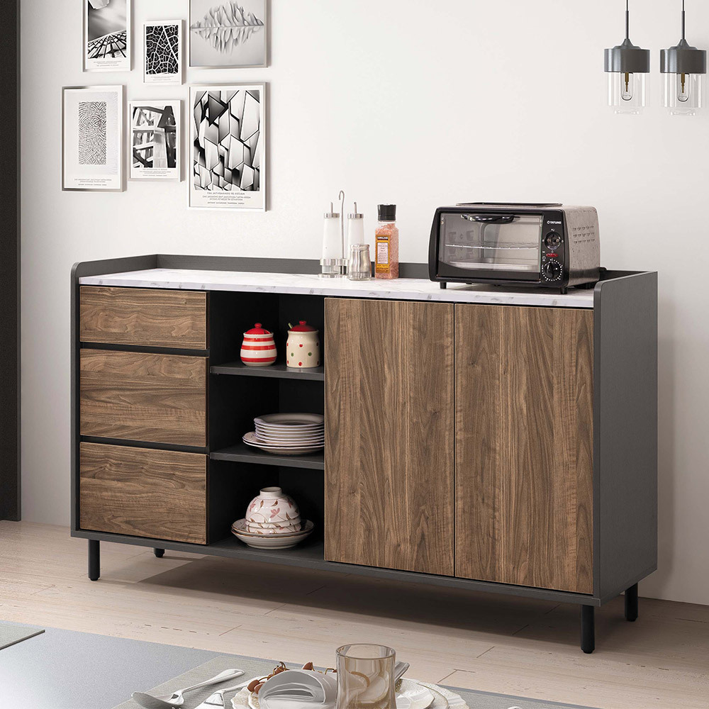 斯提5尺工業風仿石面收納餐櫃/碗盤櫃/置物矮櫃/玄關櫃