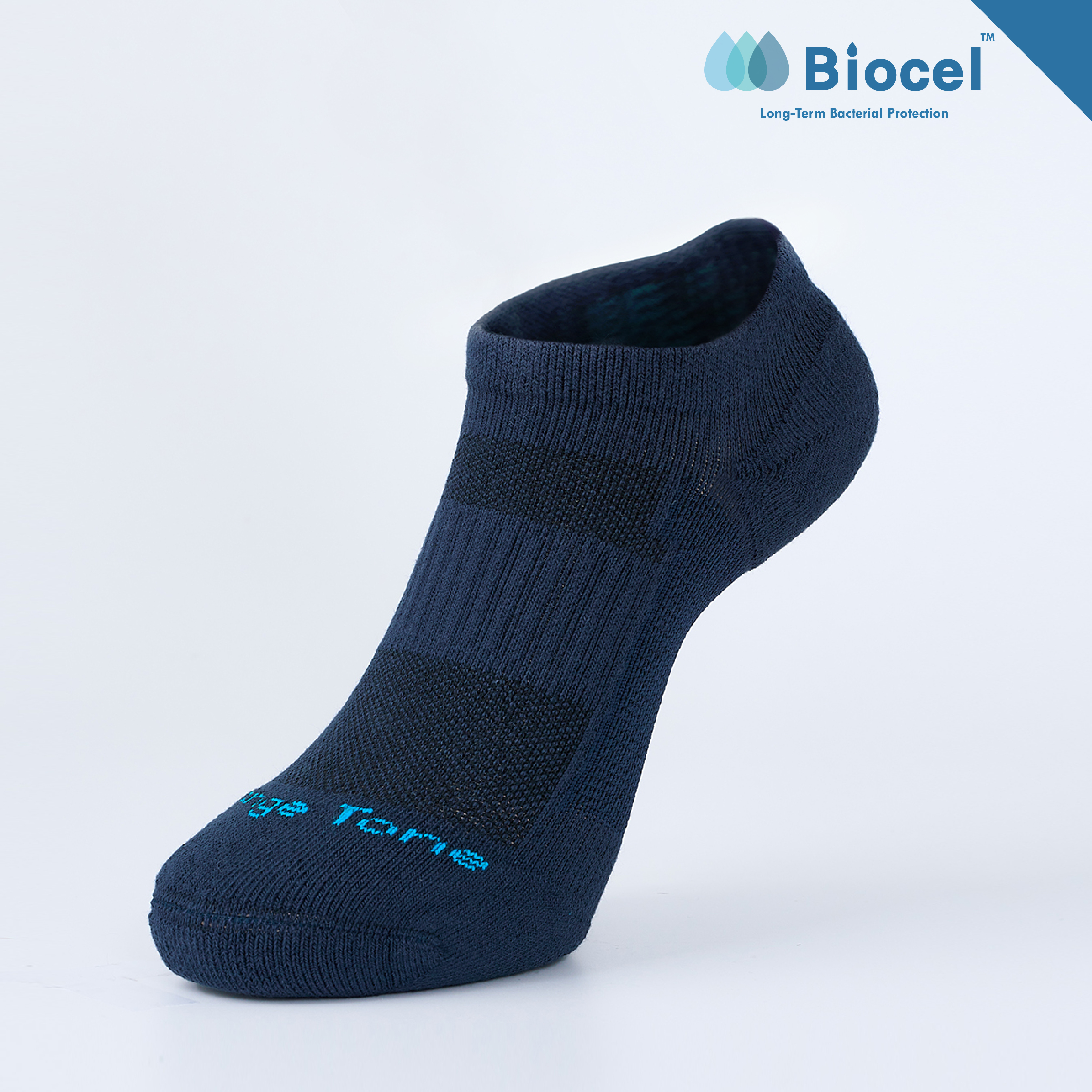 抗菌足弓加強運動踝襪〈深藍〉