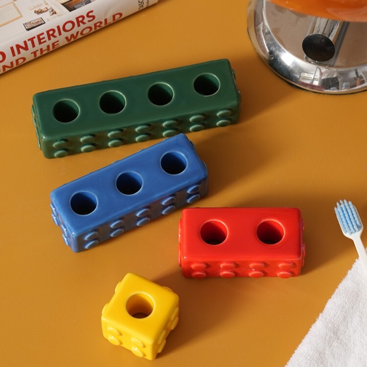 《6077》彩色積木陶瓷牙刷底座