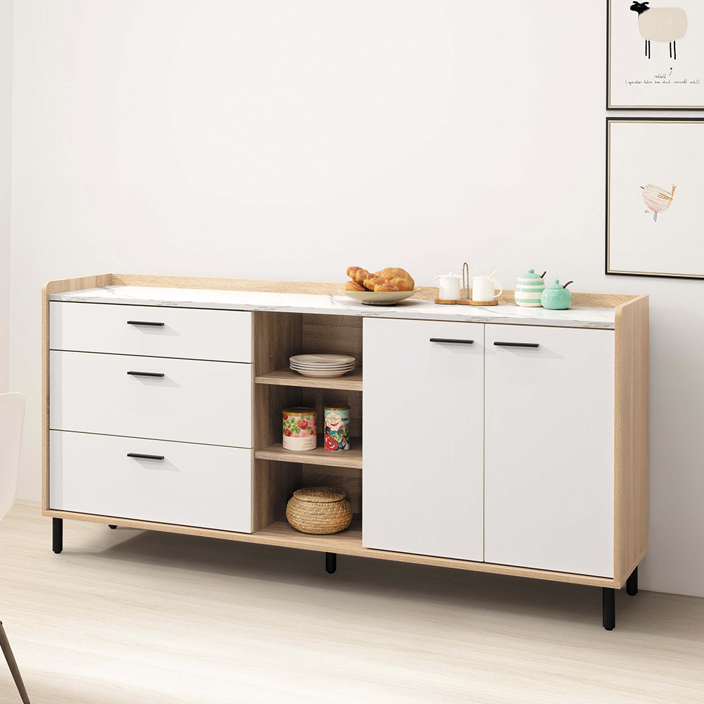 瑞米6尺二門三抽仿石面收納餐櫃/碗盤櫃/置物矮櫃/玄關櫃