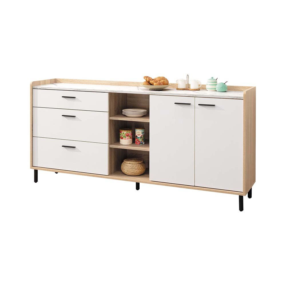 瑞米6尺二門三抽仿石面收納餐櫃/碗盤櫃/置物矮櫃/玄關櫃