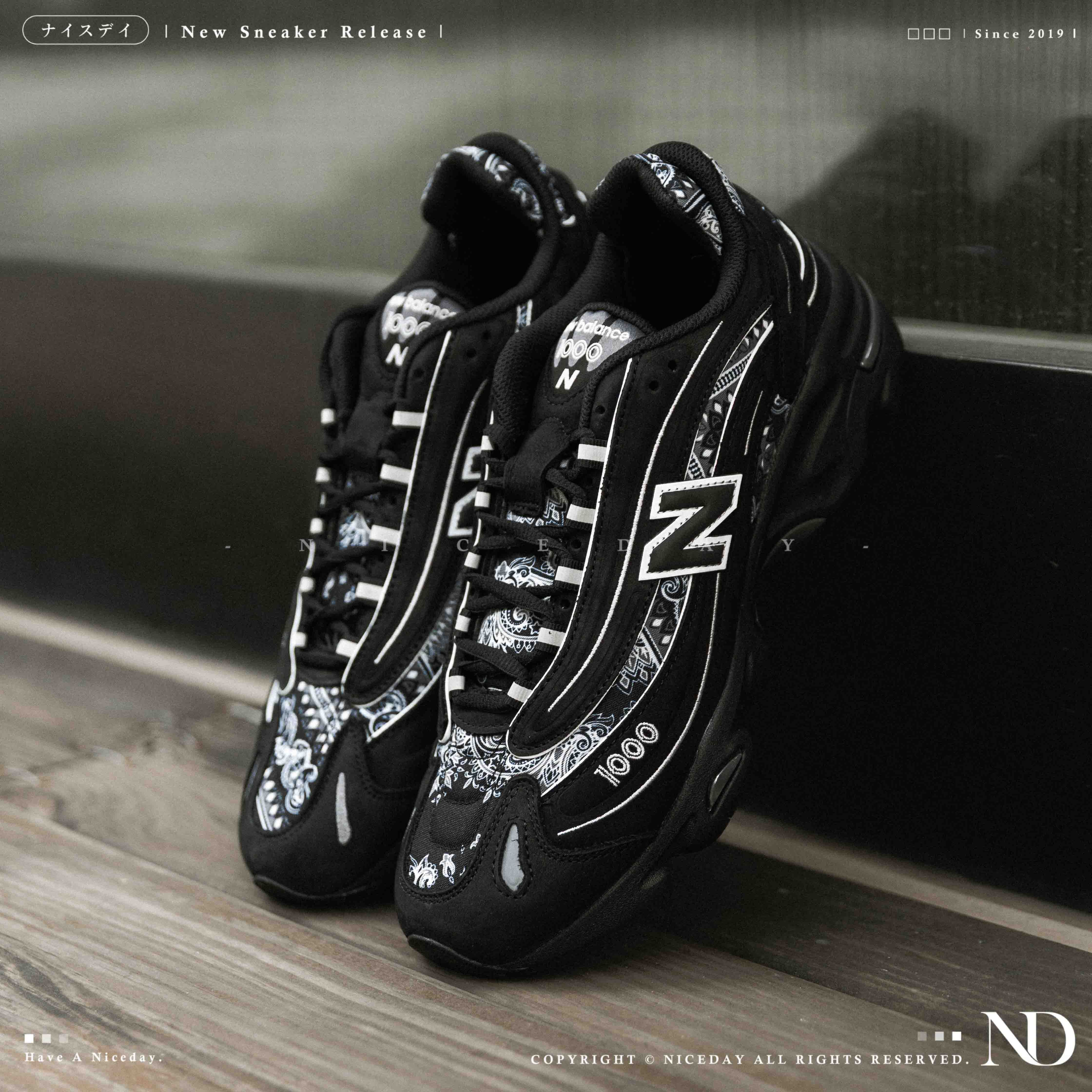 NICEDAY 代購 atmos x New Balance 1000 bāṅdhnū 聯名 腰果花 黑 黑灰 變形蟲 M1000AP