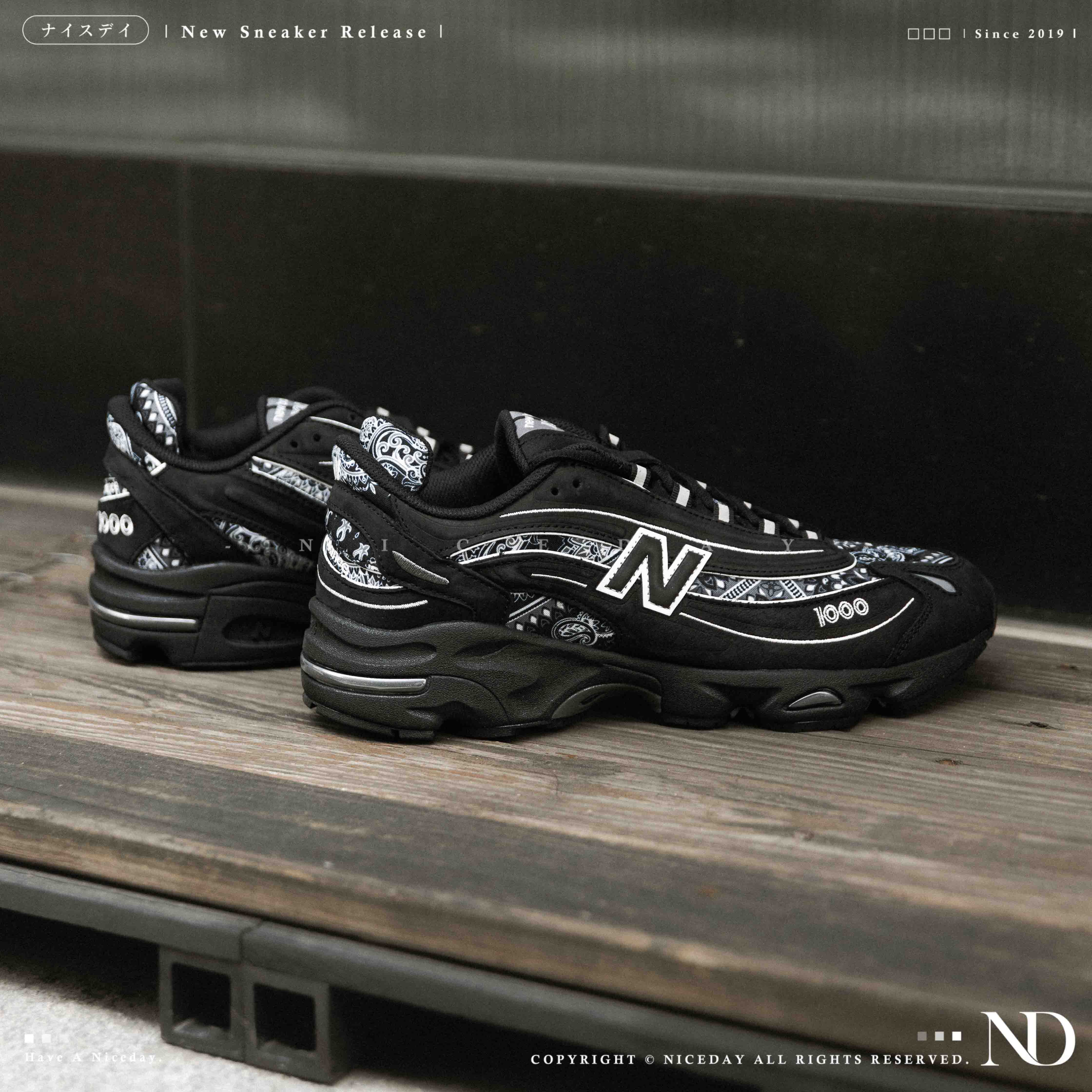 NICEDAY 代購 atmos x New Balance 1000 bāṅdhnū 聯名 腰果花 黑 黑灰 變形蟲 M1000AP
