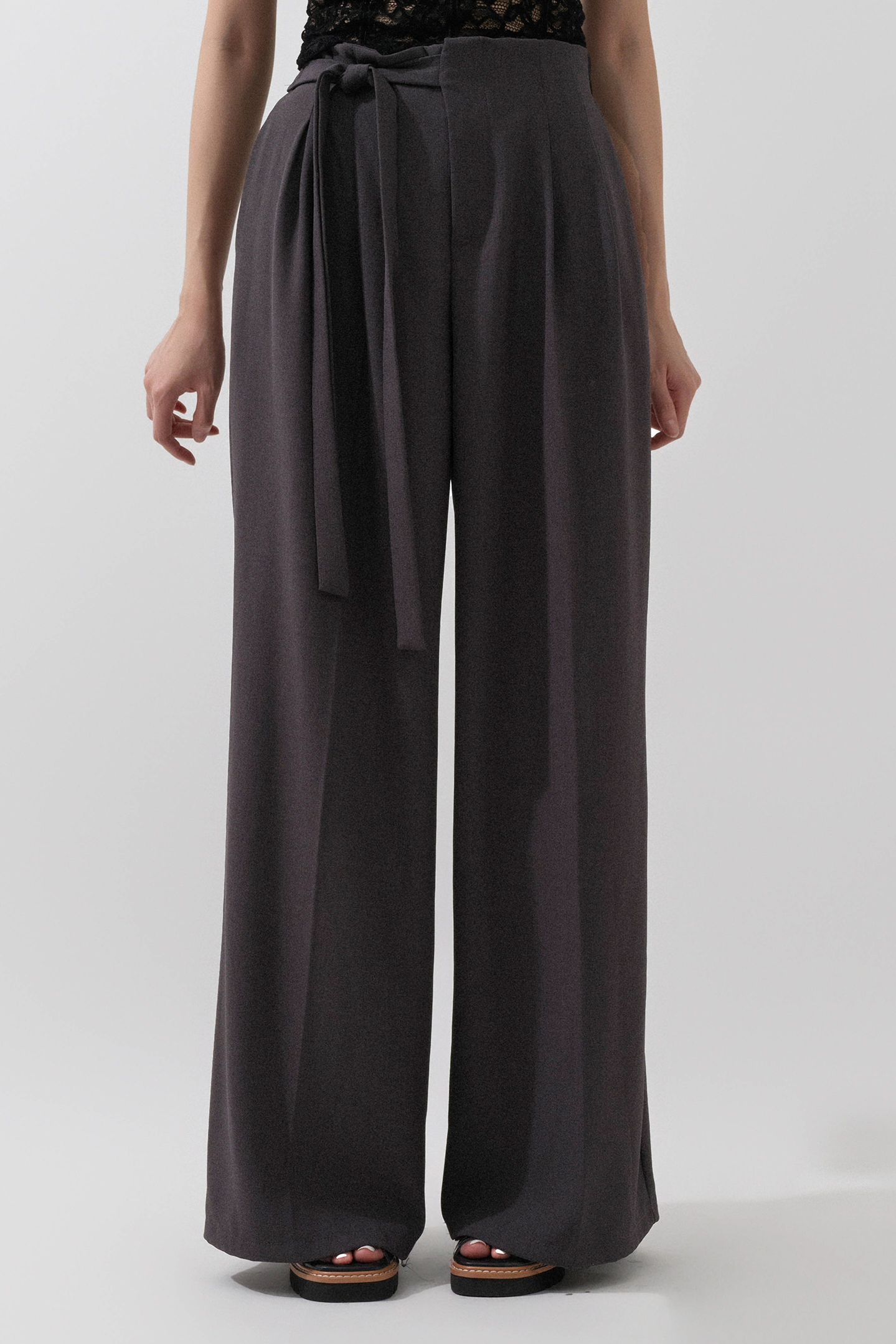 腰側綁帶闊西褲 (*現貨款式）