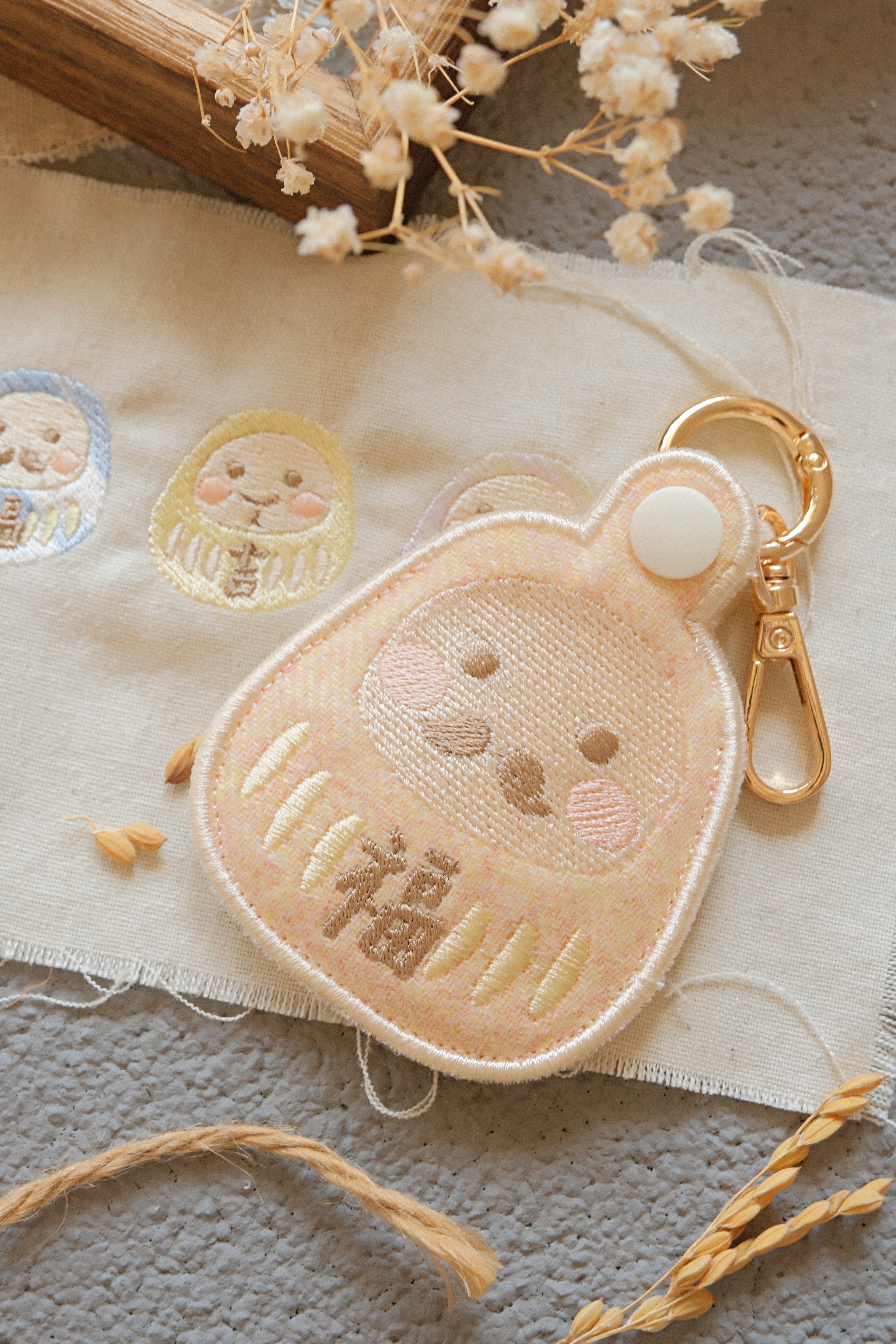Hi Y.P store-刺繡鑰匙圈-獨家設計-達摩 ( 黃 )