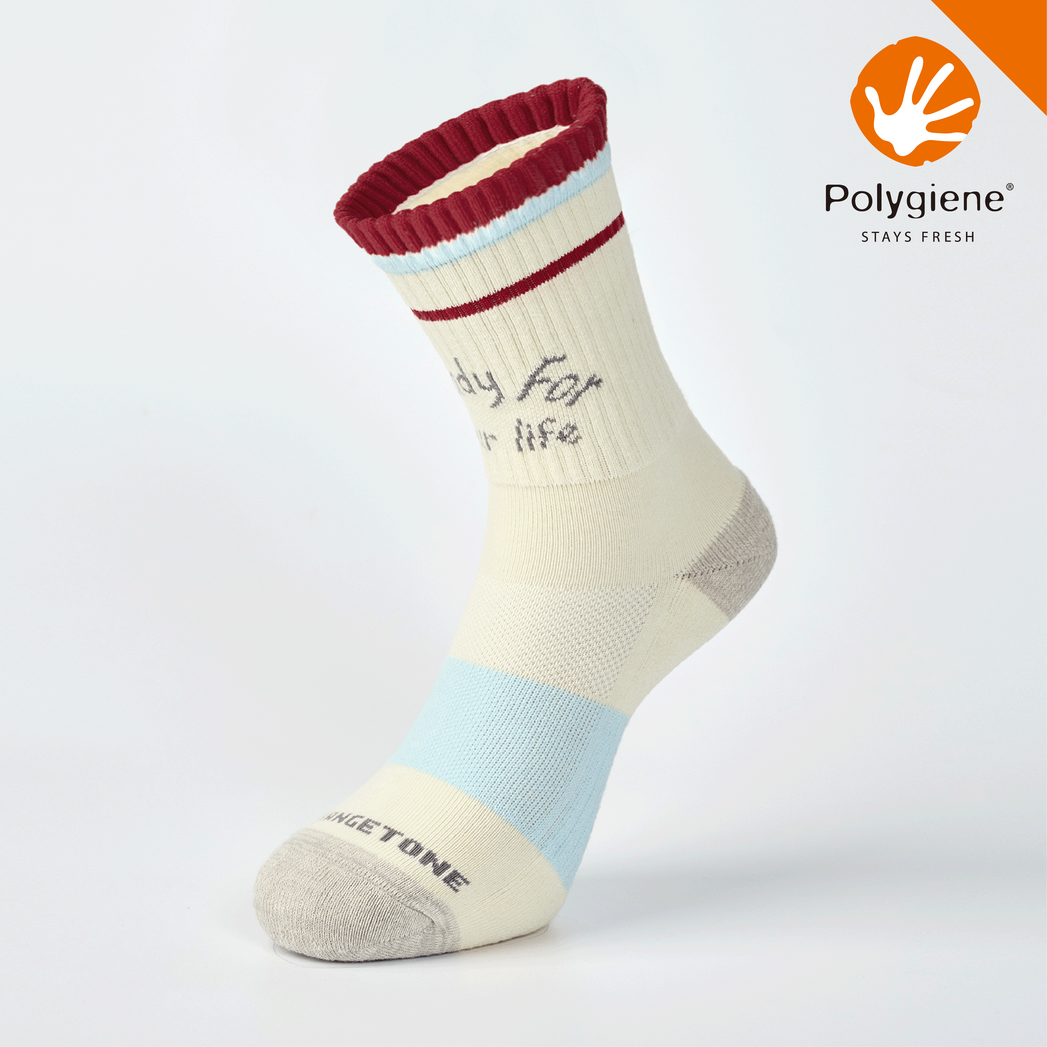 奧利奧抗菌運動中筒襪〈米色〉