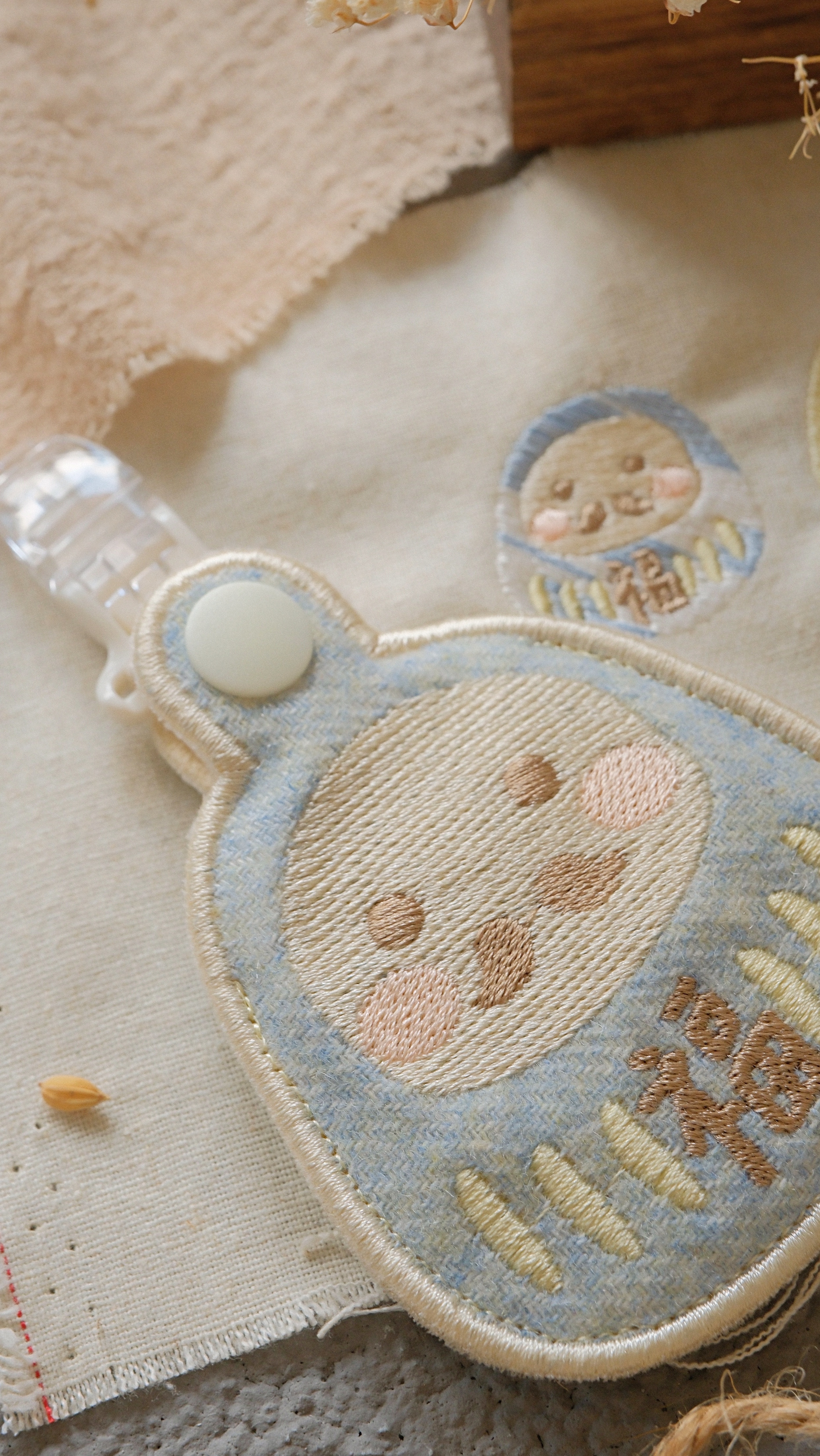 Hi Y.P store-刺繡平安符袋-獨家設計-達摩 ( 藍 )