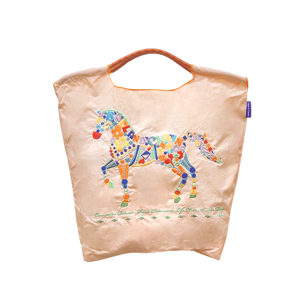 Ball＆Chain 刺繡環保購物袋 M號 - 淺卡其 (30103521)
