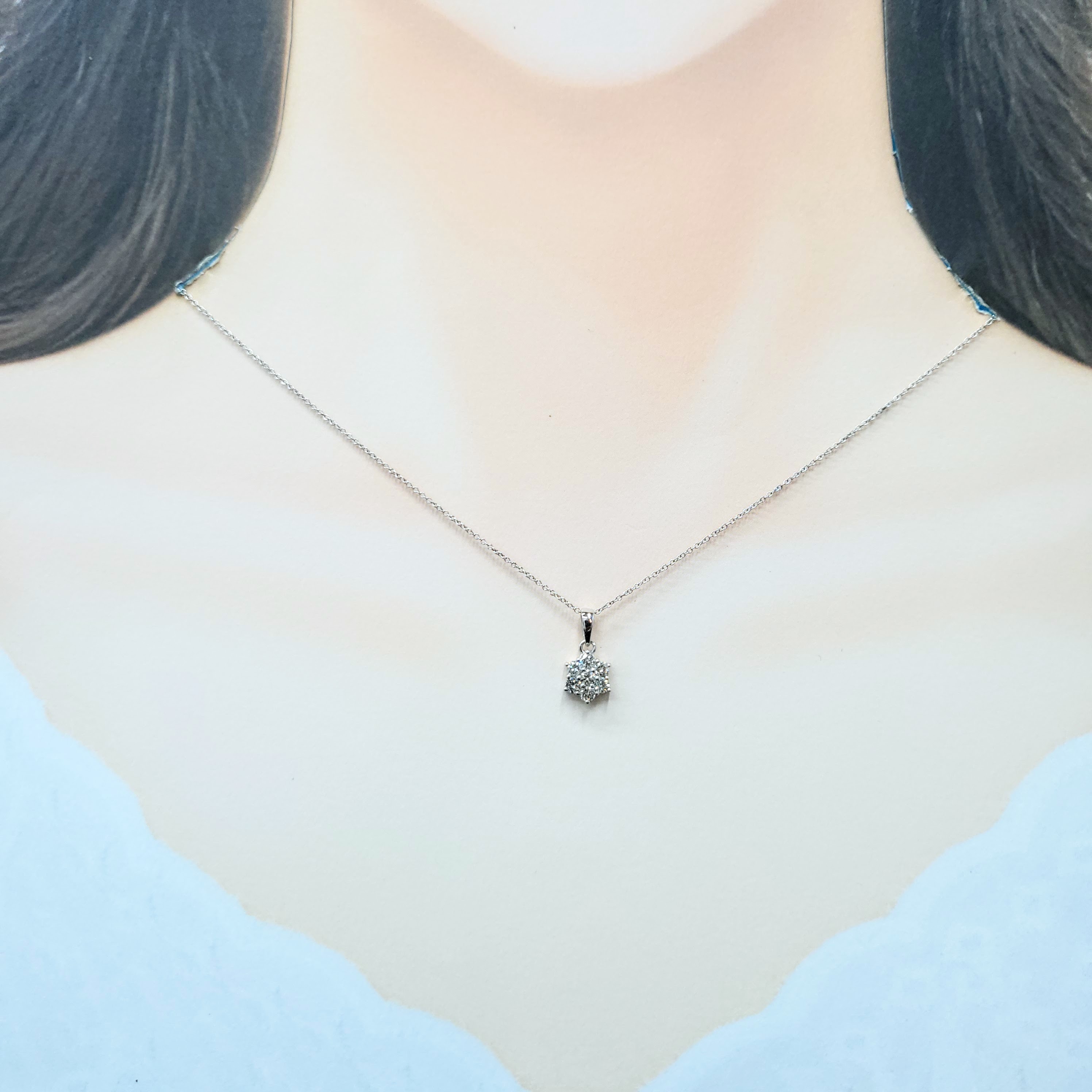 全新18K白金44份鑽石吊墜