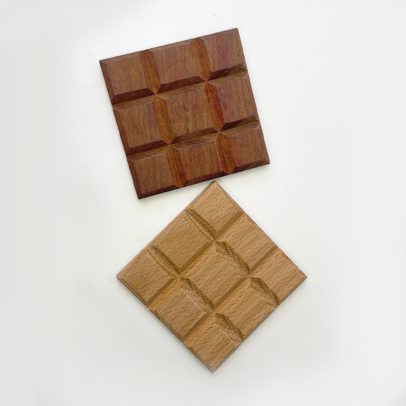 《6078》木質方格木質隔熱杯墊