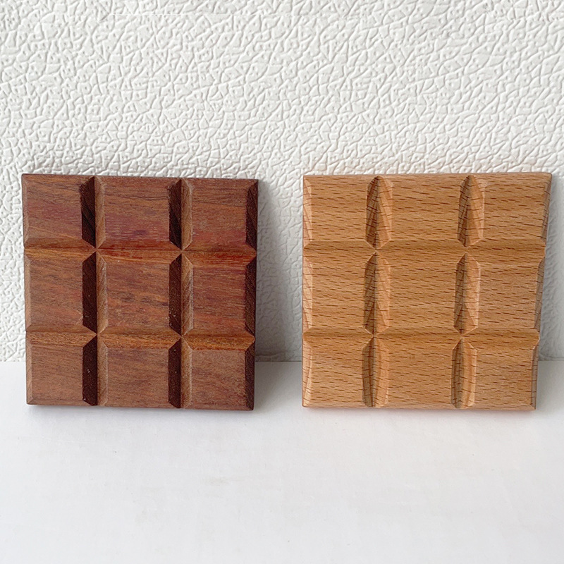 《6078》木質方格木質隔熱杯墊