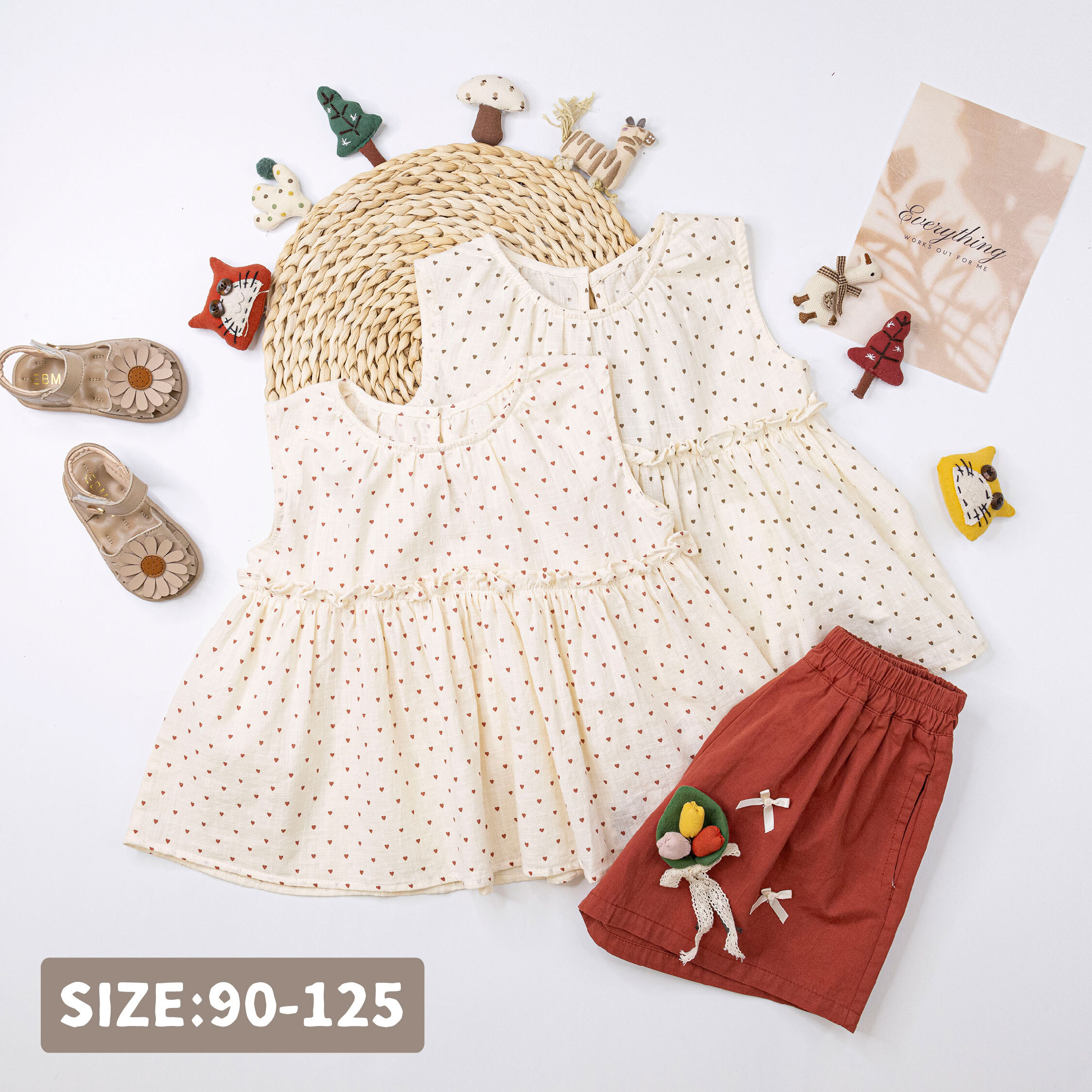 【H50716】滿版甜甜小愛心無袖上衣