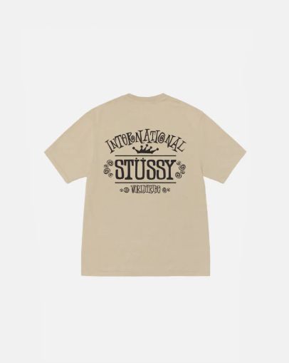 2024AW STUSSY WORLDWIDE TEE PIGMENT DYED 水洗 皇冠 短T  L