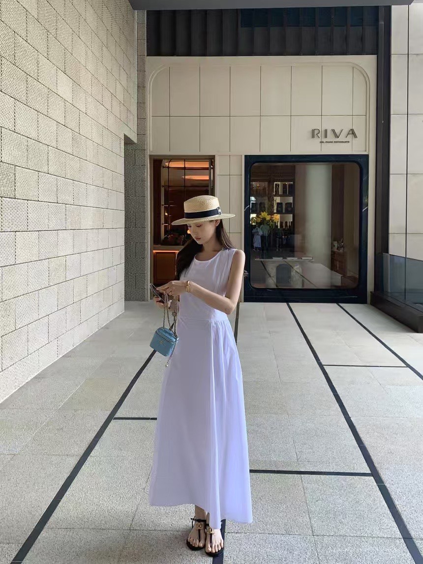 後交叉微露腰背心長洋裝