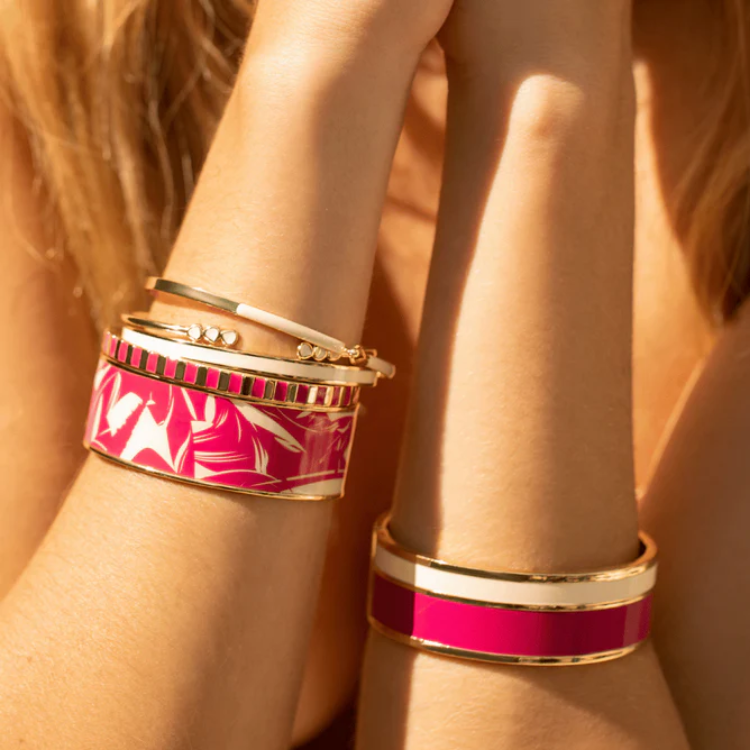 VAPORETTO  雙色條紋印花琺瑯鍍金精緻手環