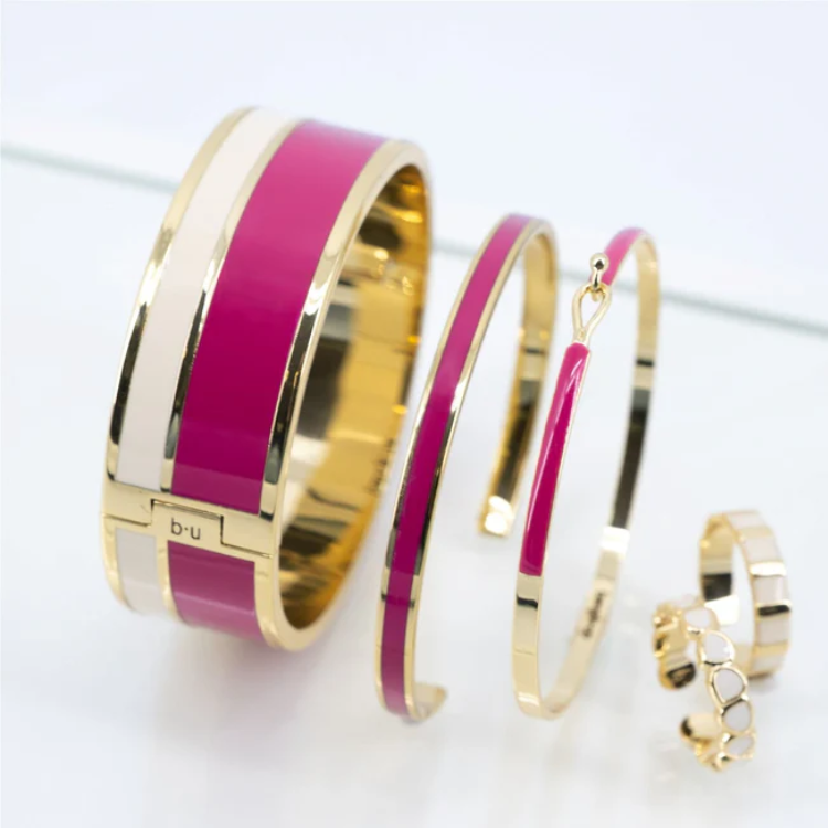 VAPORETTO  雙色條紋印花琺瑯鍍金精緻手環