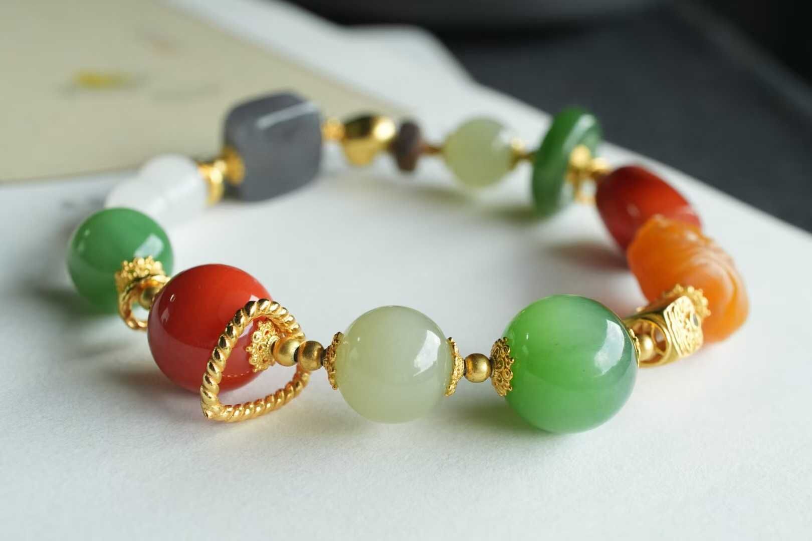 和田玉多寶手串,天然和田玉軟玉