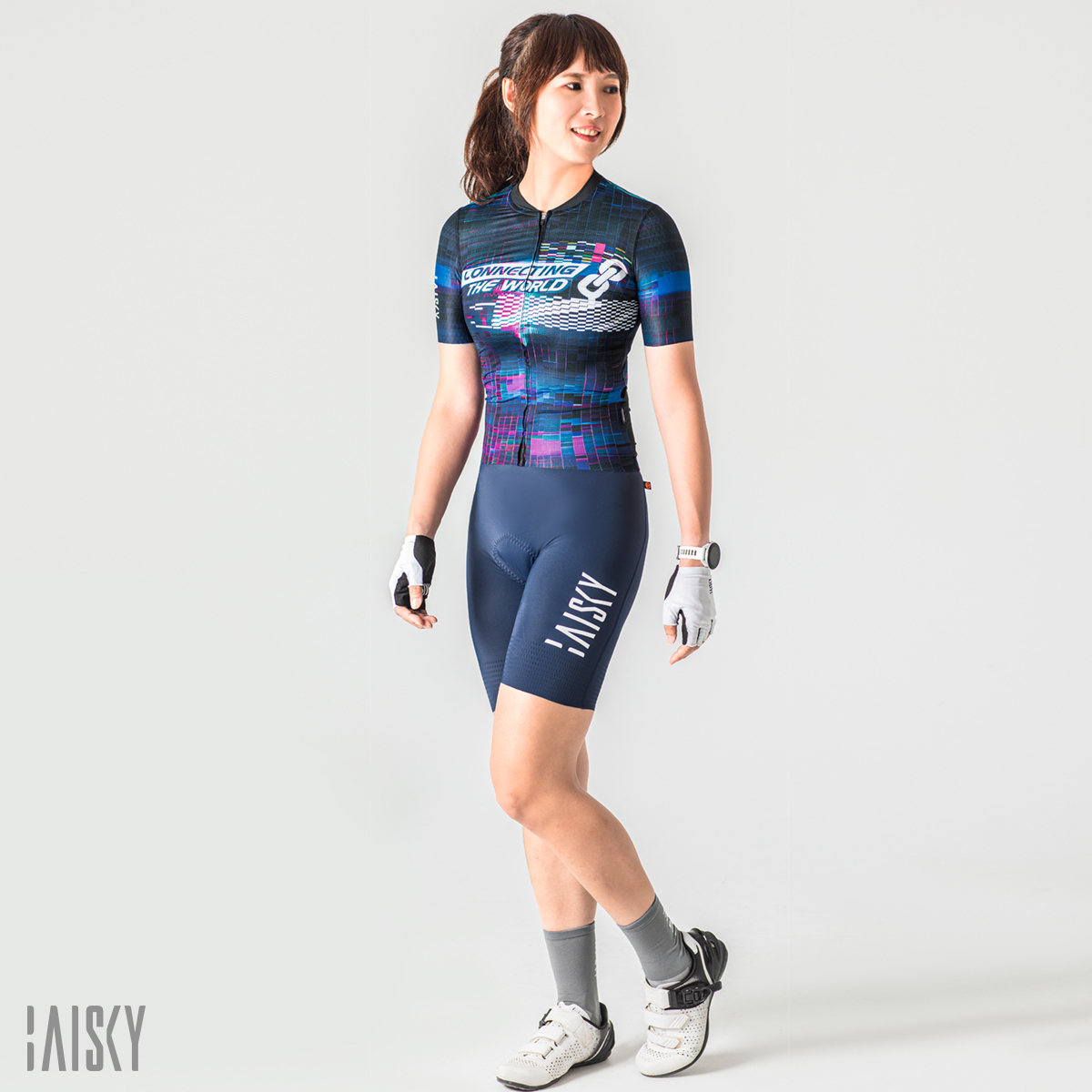 女款空力短車衣 鏈結 黑