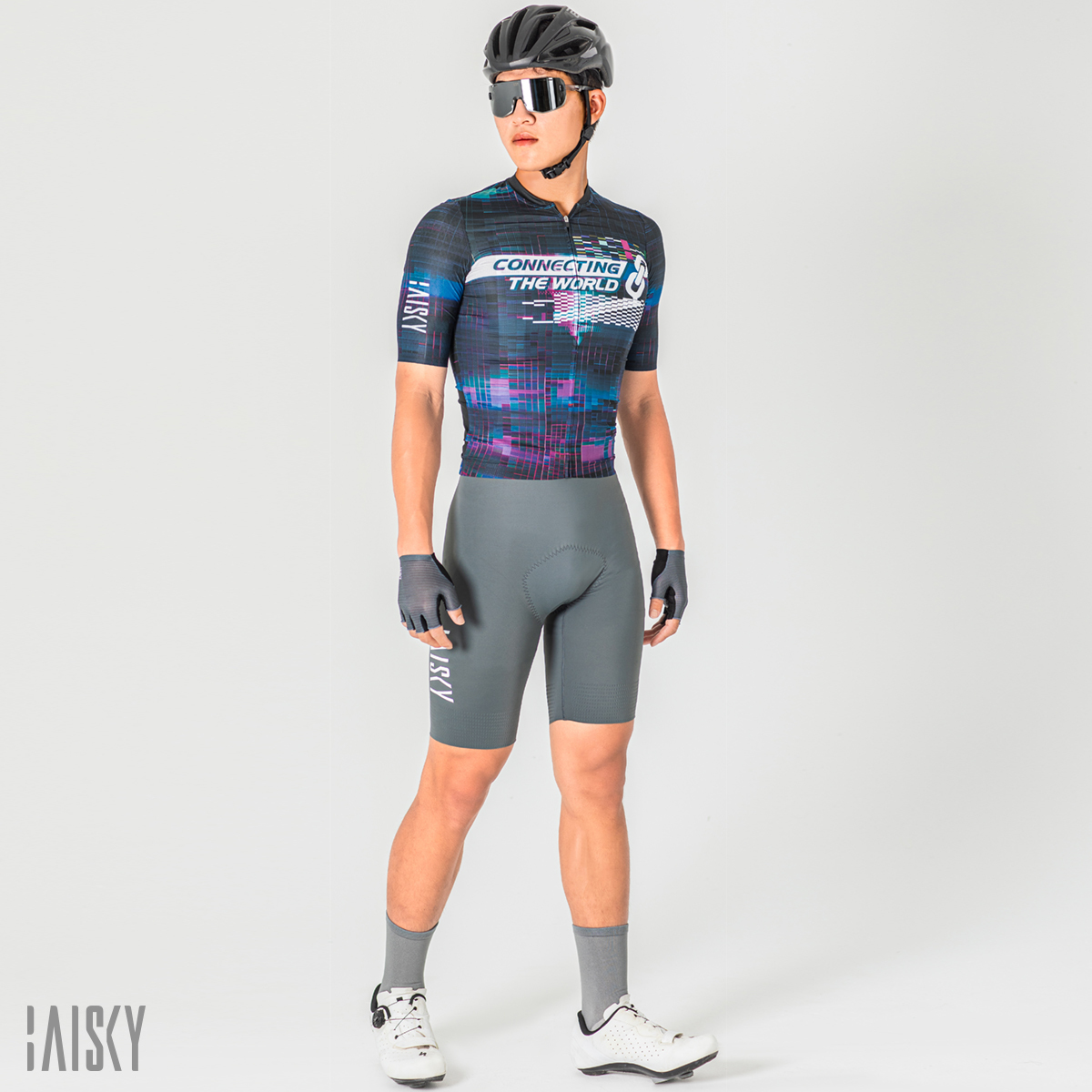 男款空力短車衣 鏈結 黑