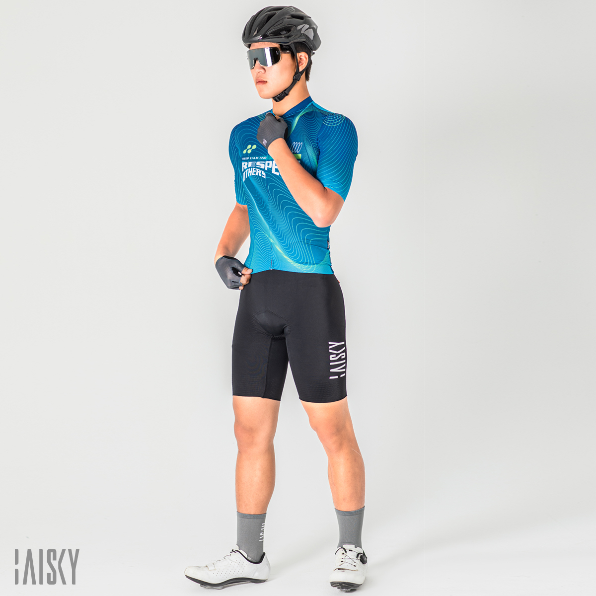 男款空力短車衣 克制 藍