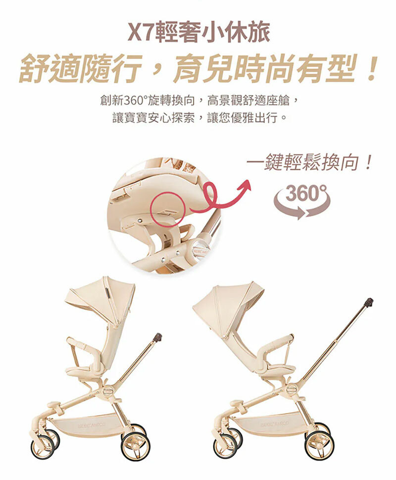 BEBE' AMICO，X7 輕奢小休旅雙向手推車
