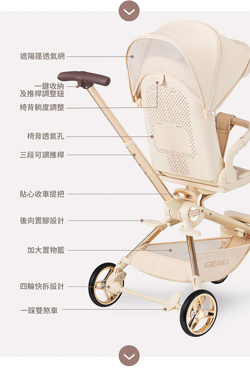 BEBE' AMICO，X7 輕奢小休旅雙向手推車