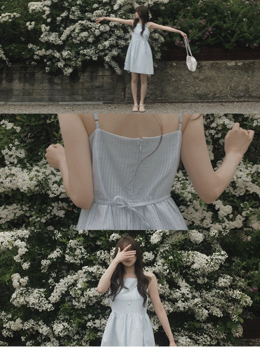 預訂｜SLOWAND #SLOWMADE 細節感條紋吊帶連身裙 (2 Color)