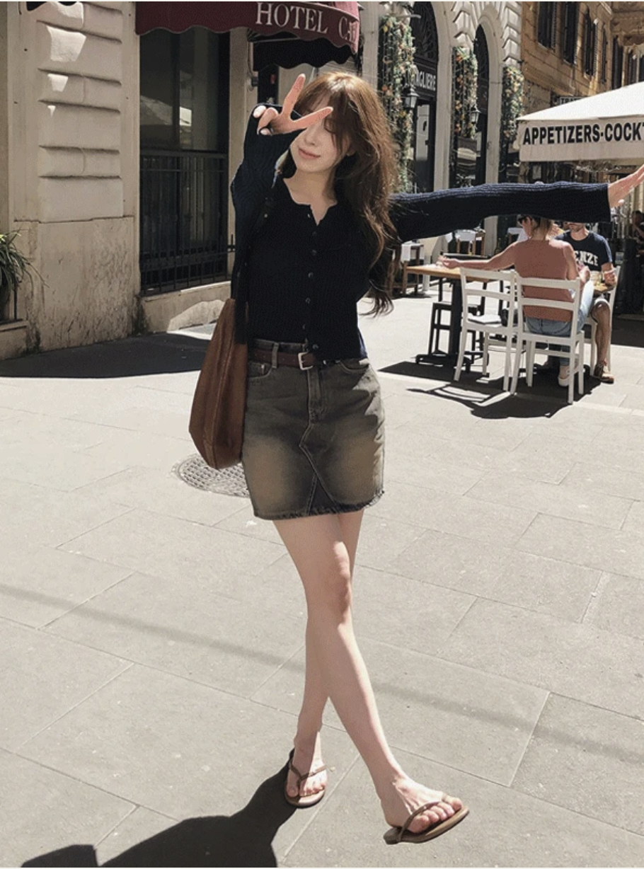 預訂｜SLOWAND #SLOWMADE 黃調感復古牛仔裙 長短可選 (One Color)