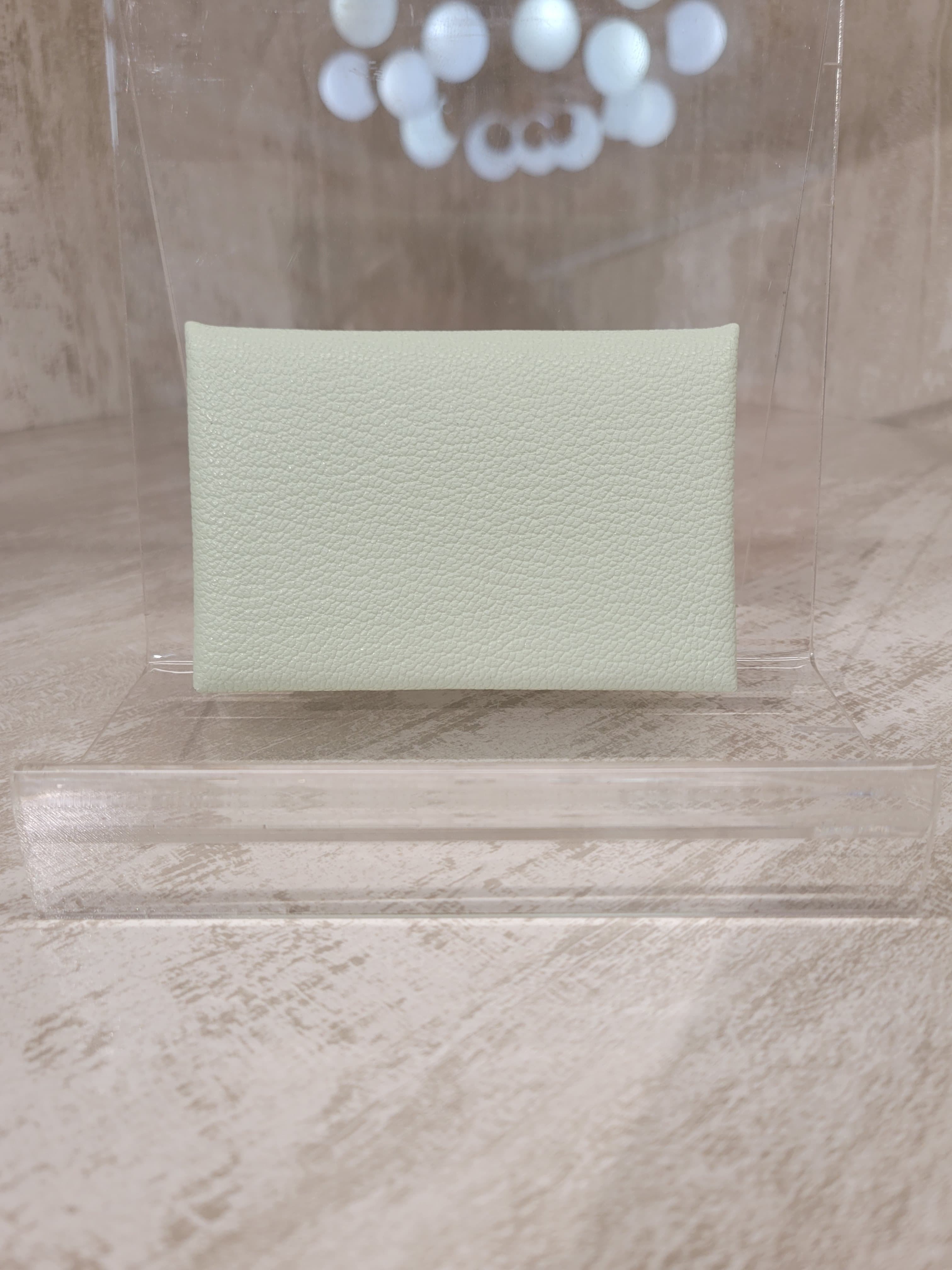 HERMES CALVI VERT FIZZ MYSORE 氣泡綠卡包山羊皮