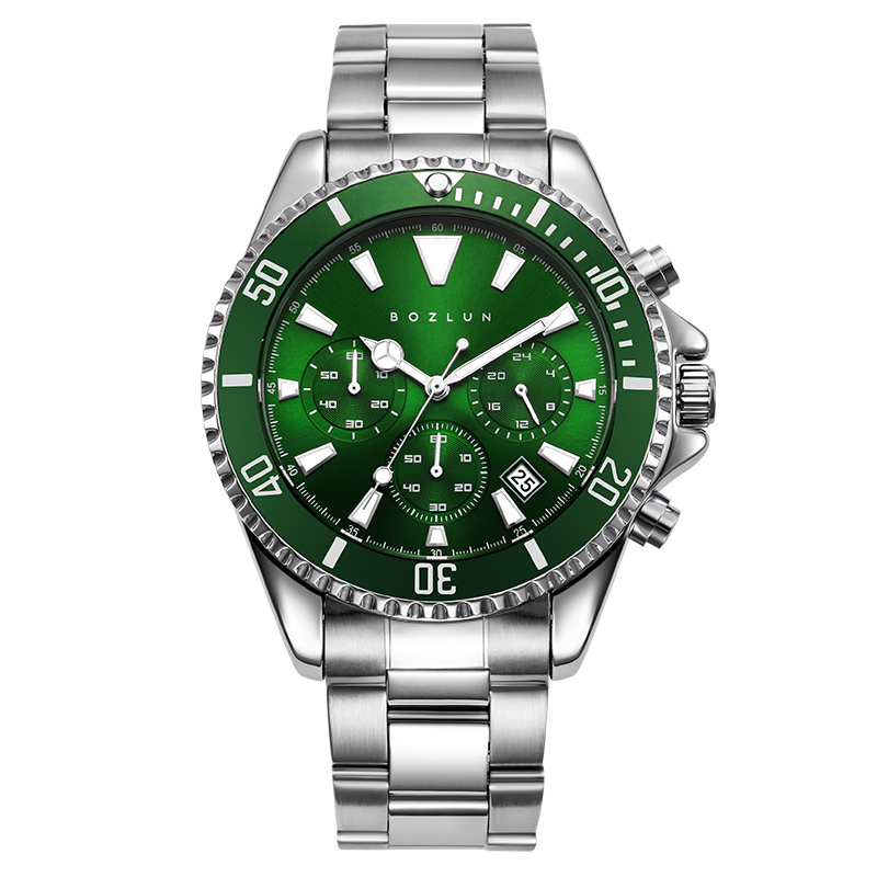 【BOZLUN  保羅】 BZ-013LV* 三眼 計時 夜光 日期 防水30米 石英錶
