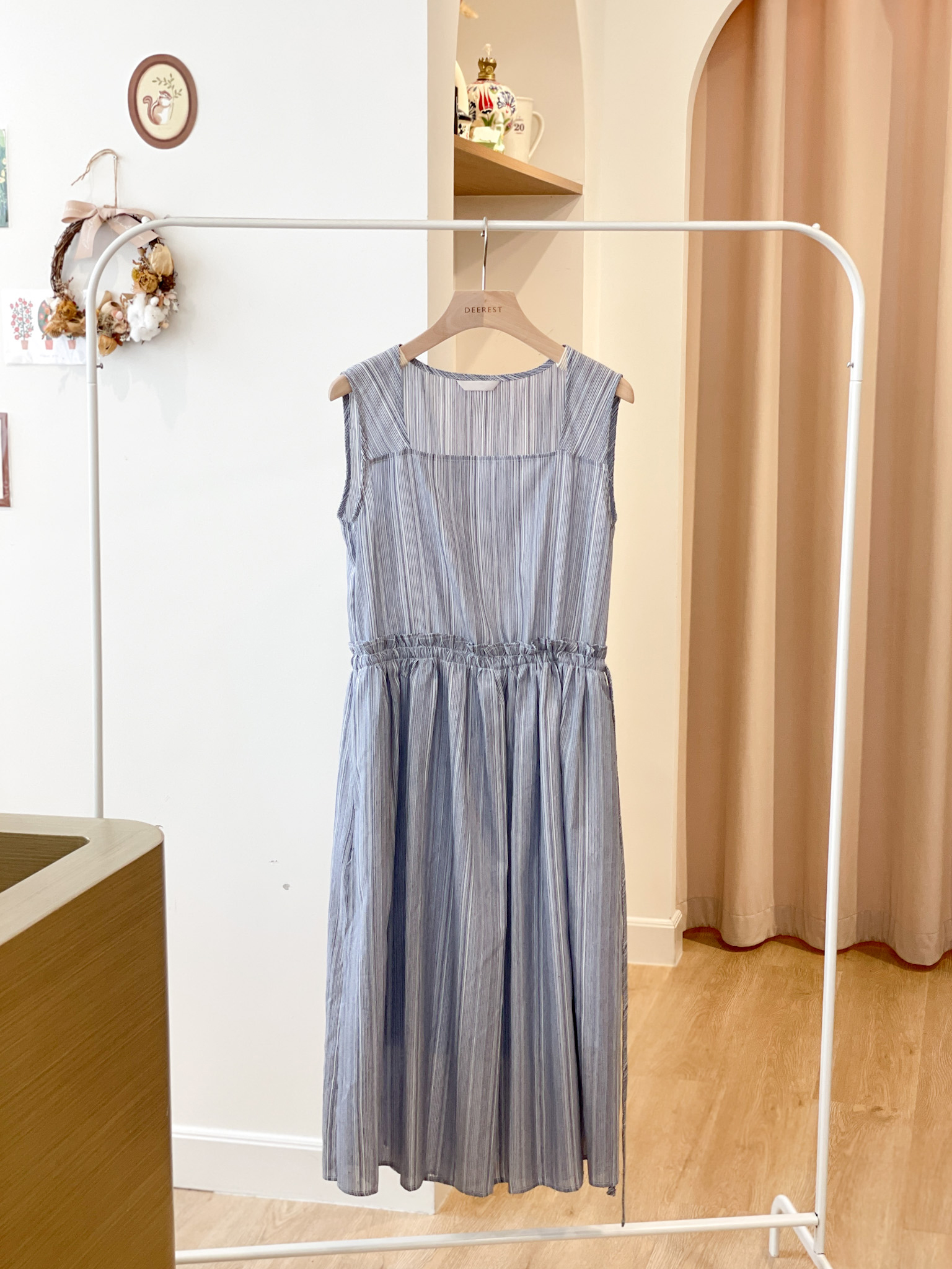 OP651 Navy Striped Long Dress