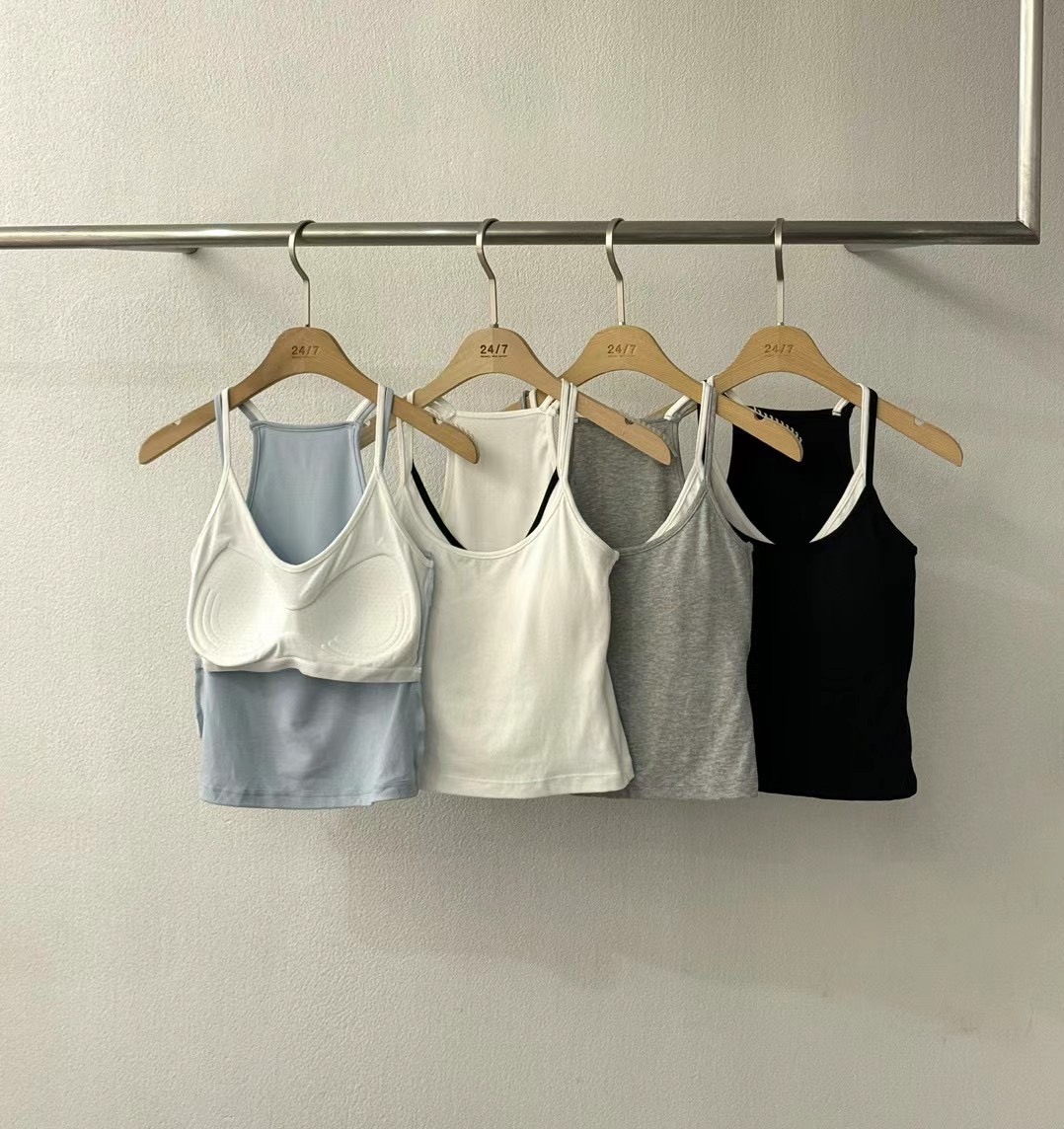 雙色肩帶bra top襯墊背心