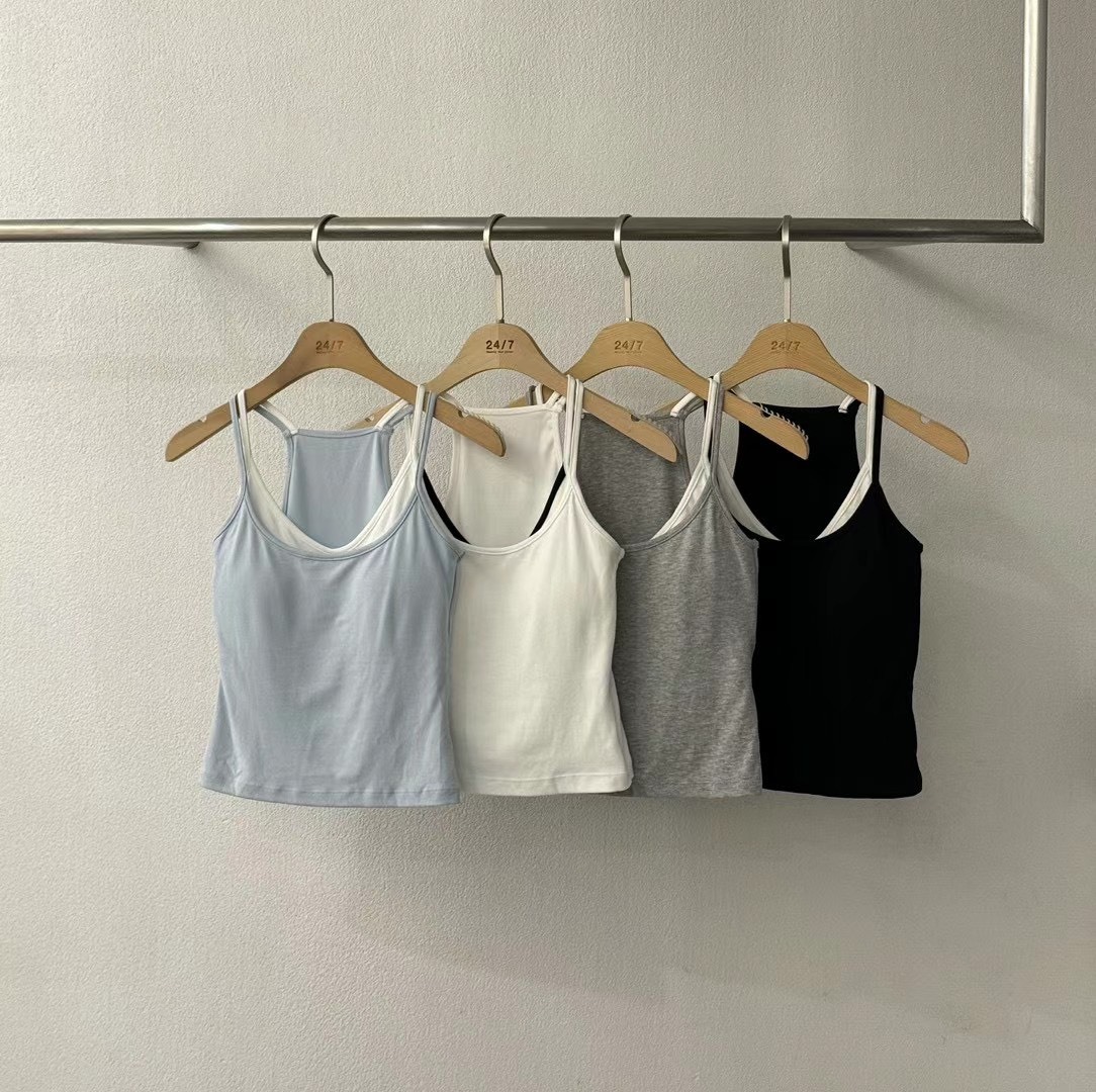 雙色肩帶bra top襯墊背心