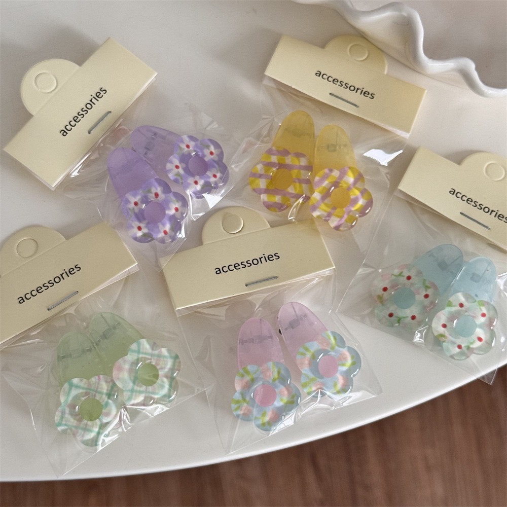 果凍色小花髮夾