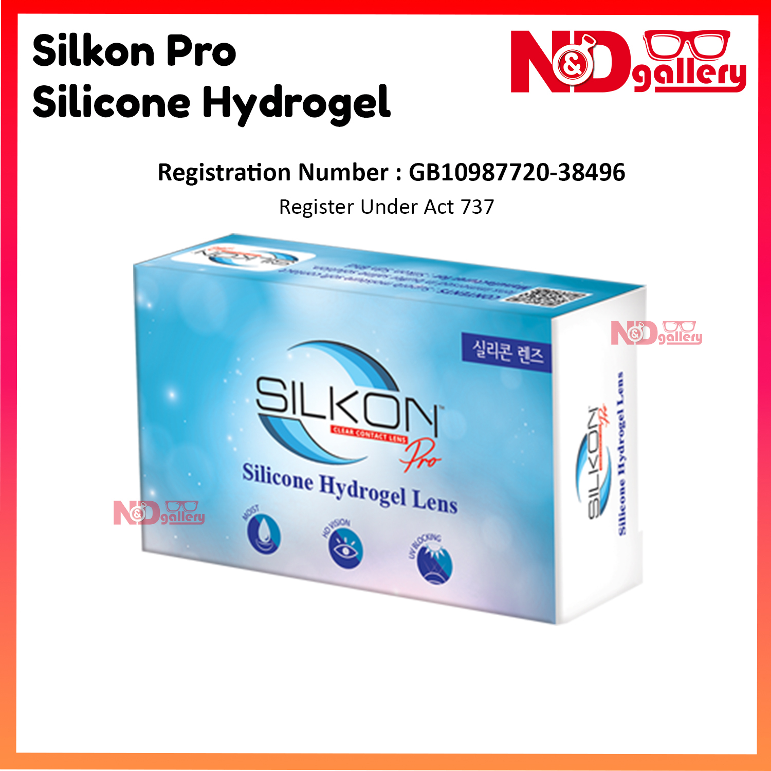 Silkon Pro Clear 1 month Clear Contact lens 2 pcs / Box (-0.75 to -15.00)