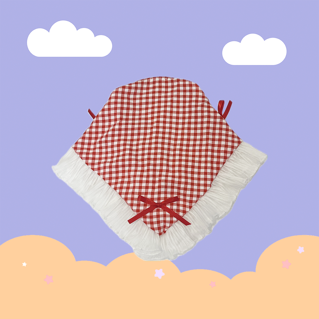 こ♡こ 蝴蝶結格紋蕾絲髮箍