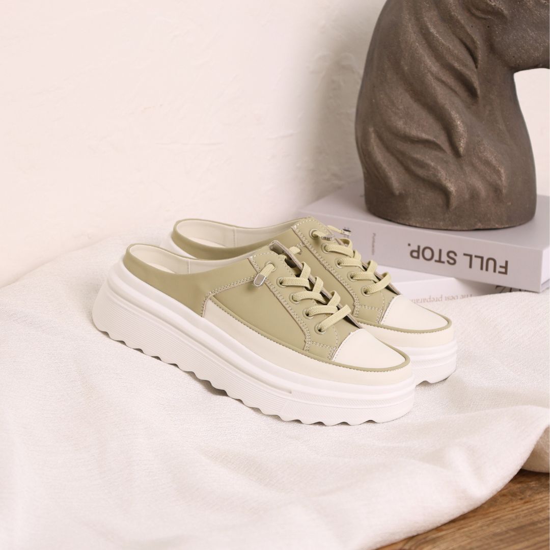 布萊爾-厚底懶人鞋 抹茶綠(真皮女鞋/無痛增高/乳膠鞋墊)