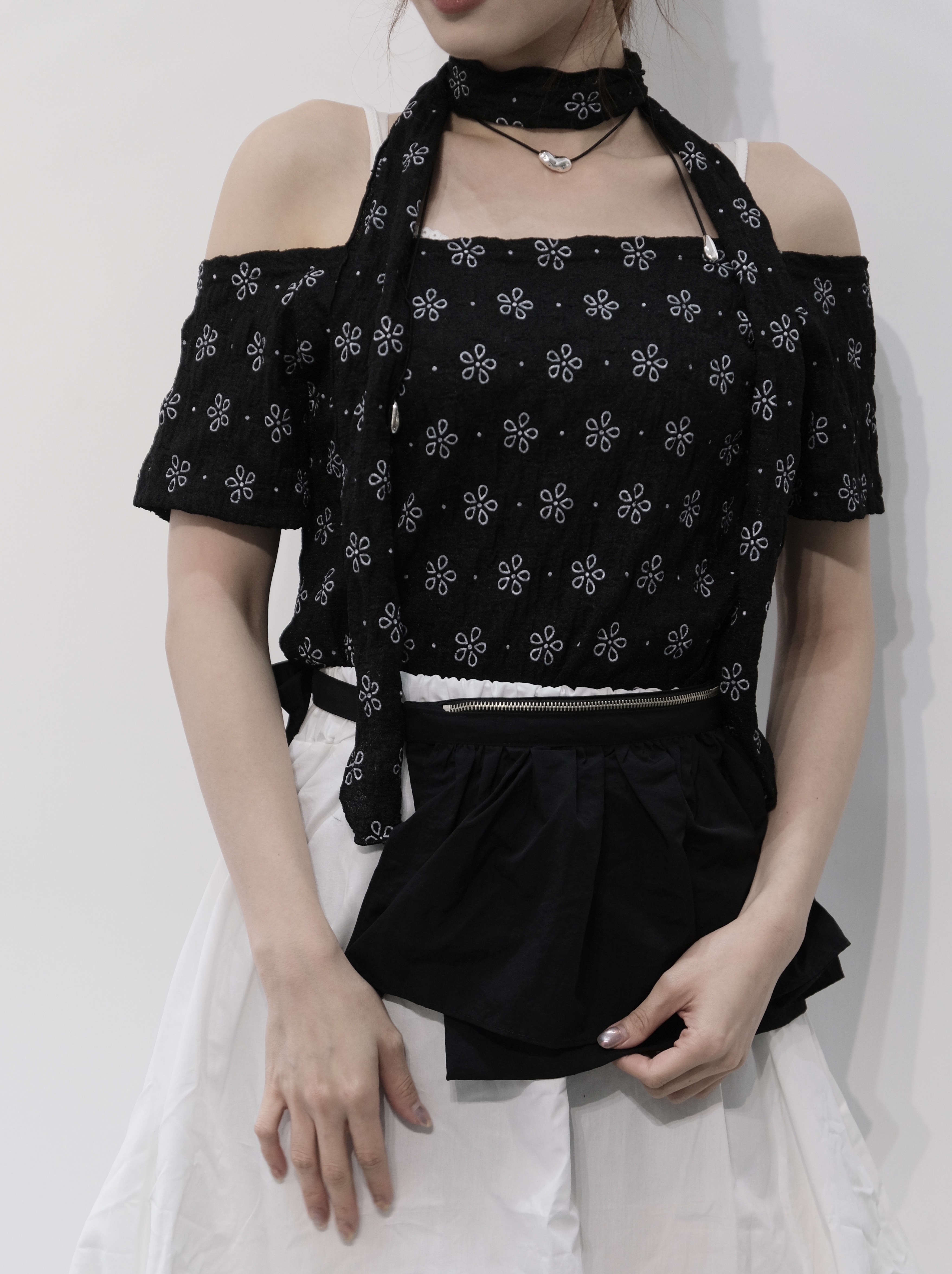 復古小花連頸帶Top