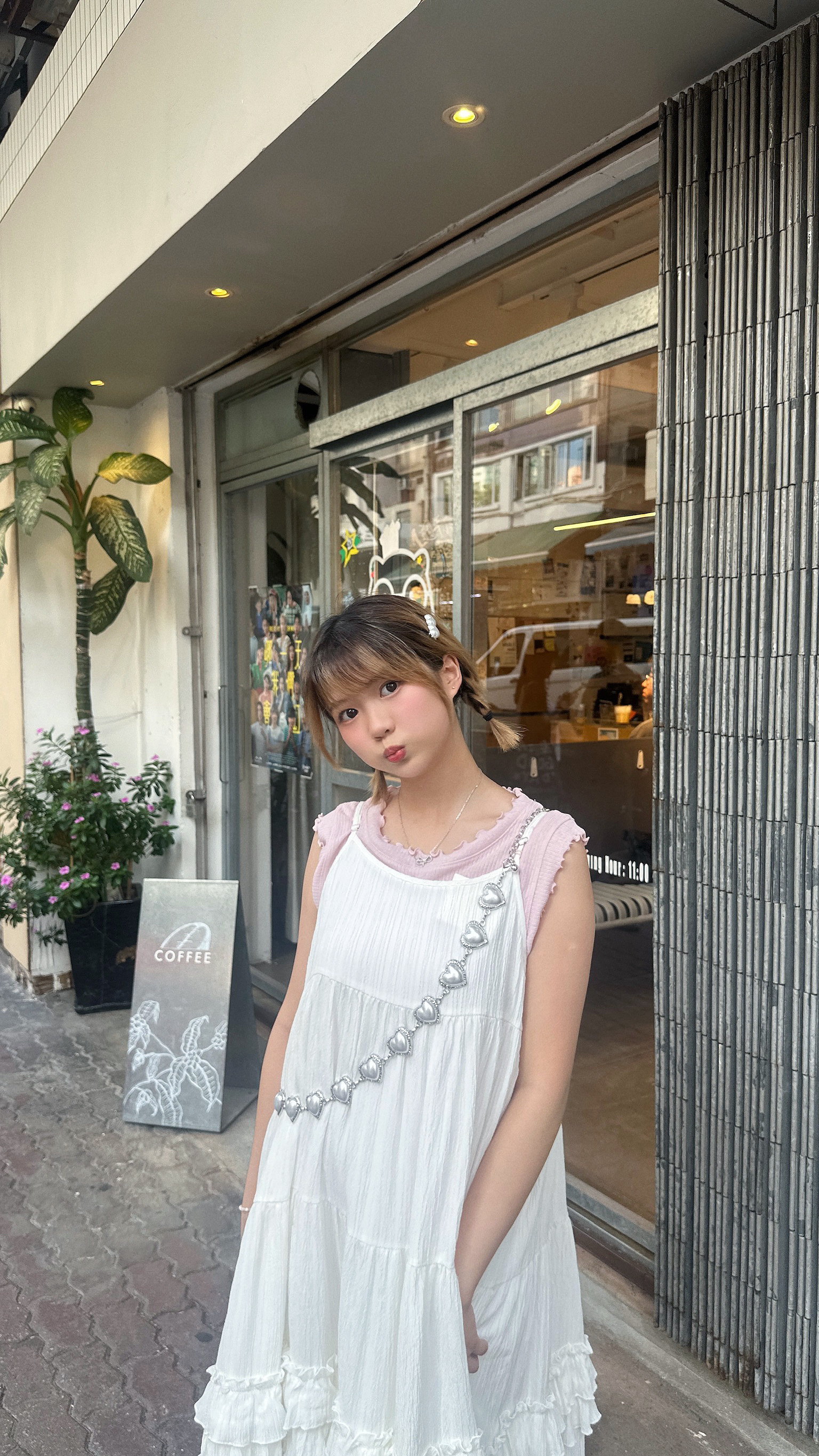 A0240｜日系超美立體珍珠心心腰鏈