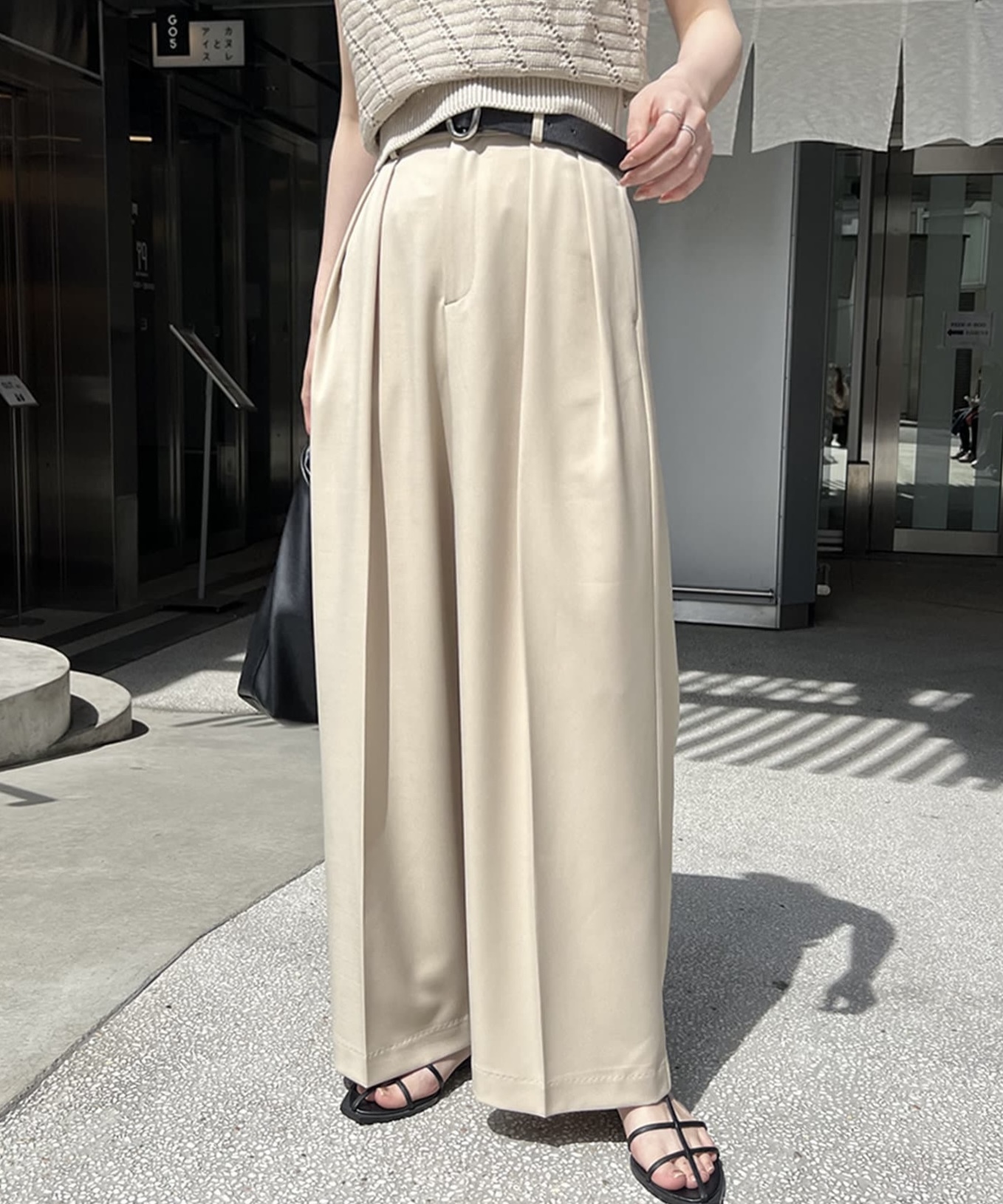 CAPRICIEUX LE'MAGE(カプリシュレマージュ)  2タックワイドパンツ米杏TM（LEZ1031102A0006）