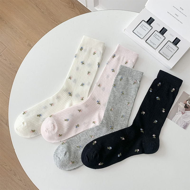 《6087》♾️田園風小碎花中筒夏季薄款襪