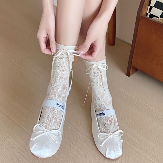 《6088》♾️蕾絲小花邊日系中小腿夏季薄款襪