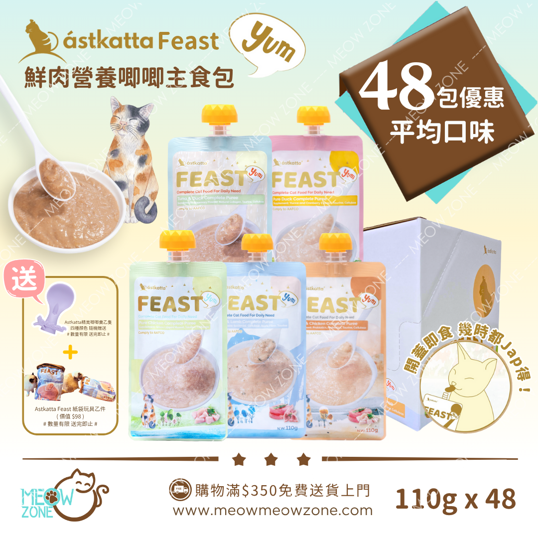ASTKATTA Feast【整箱優惠】鮮肉營養唧唧主食包 110g x 48包優惠 (平均口味)
