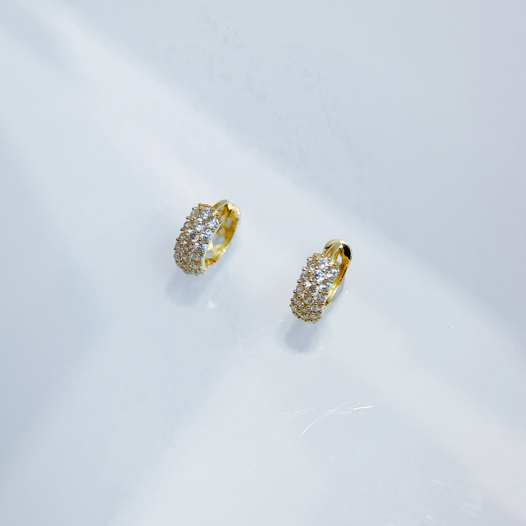 三排滿鑽圈圈耳環