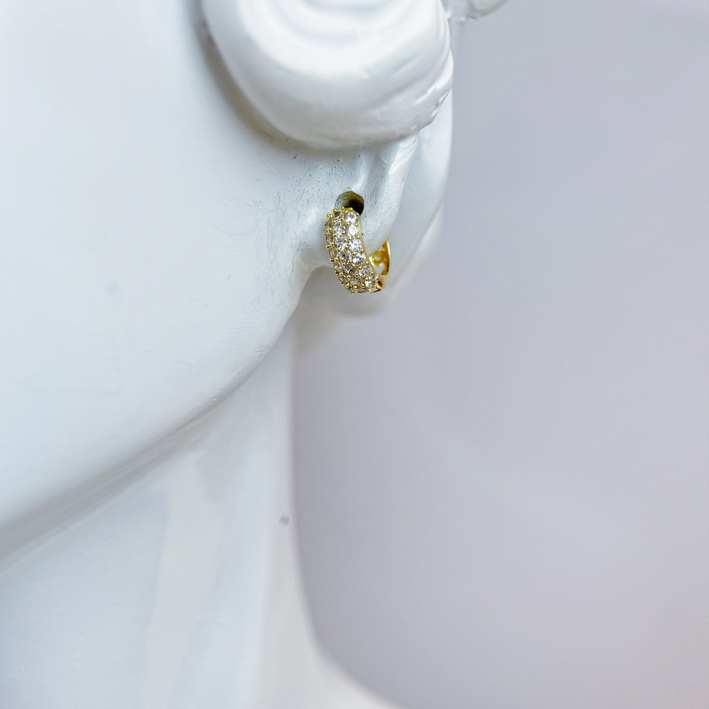 三排滿鑽圈圈耳環