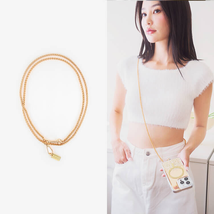 俐落金色長鏈 手機掛繩  串珠掛繩 長掛繩 背帶