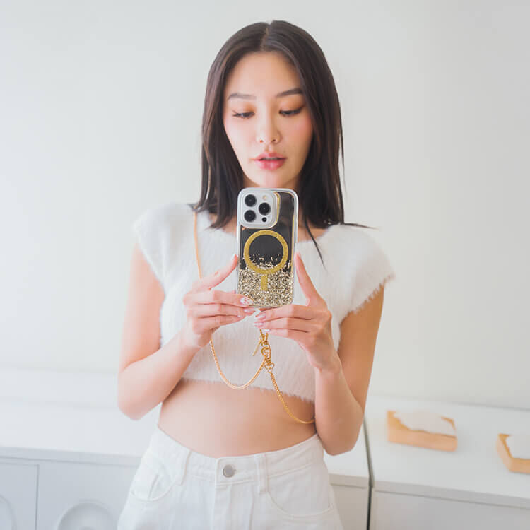 俐落金色長鏈 手機掛繩  串珠掛繩 長掛繩 背帶